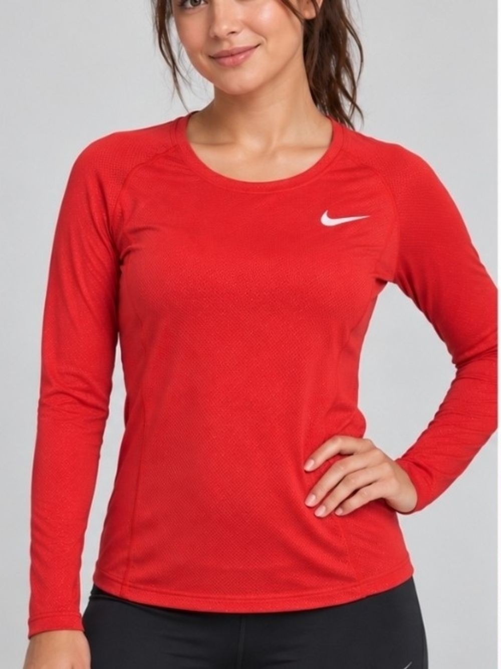 Nike Women's Red Long-Sleeve Dri-FIT Performance Top Size XS